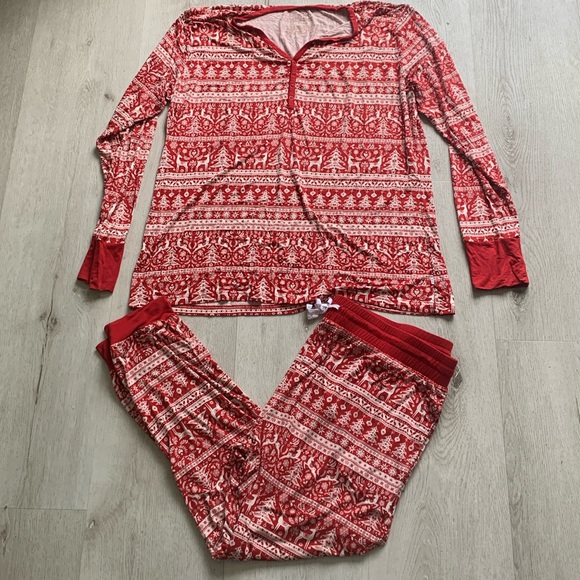 Little sleepies‎ Christmas Womens red reindeer trees size X-LARGE holidays